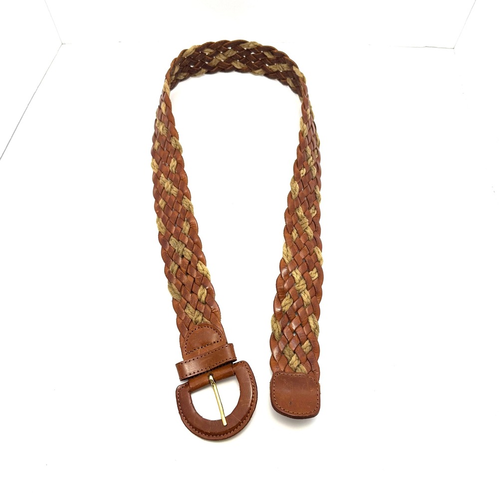 Luigi Lanatta‎ Italy Mens Braided Leather Rope Belt Brw Tan Size 31 Woven Buckle